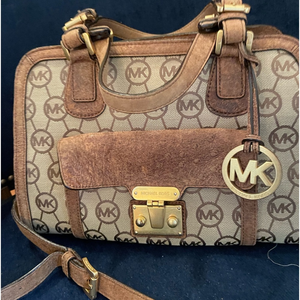BEAUTIFUL VINTAGE MICHAEL KORS HANDBAG SUEDE LEATHER TRIM